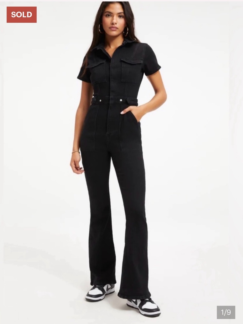 GOOD AMERICAN Fit For Success Utility Denim Jumpsuit